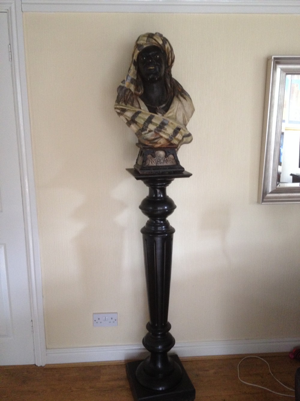 Large Terracotta Blackamore on Ebony Stand