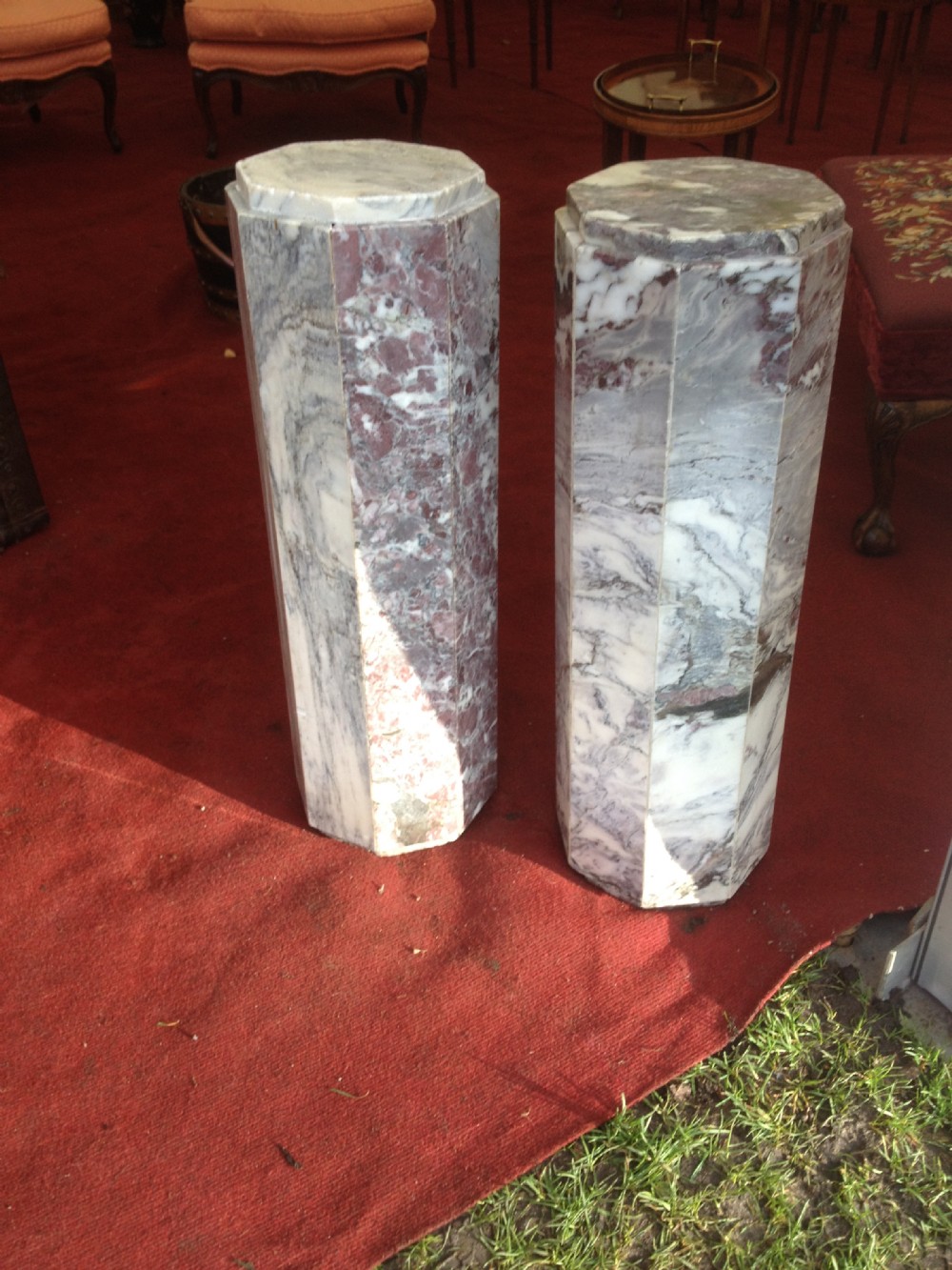 Pair Art Deco Marble Columns