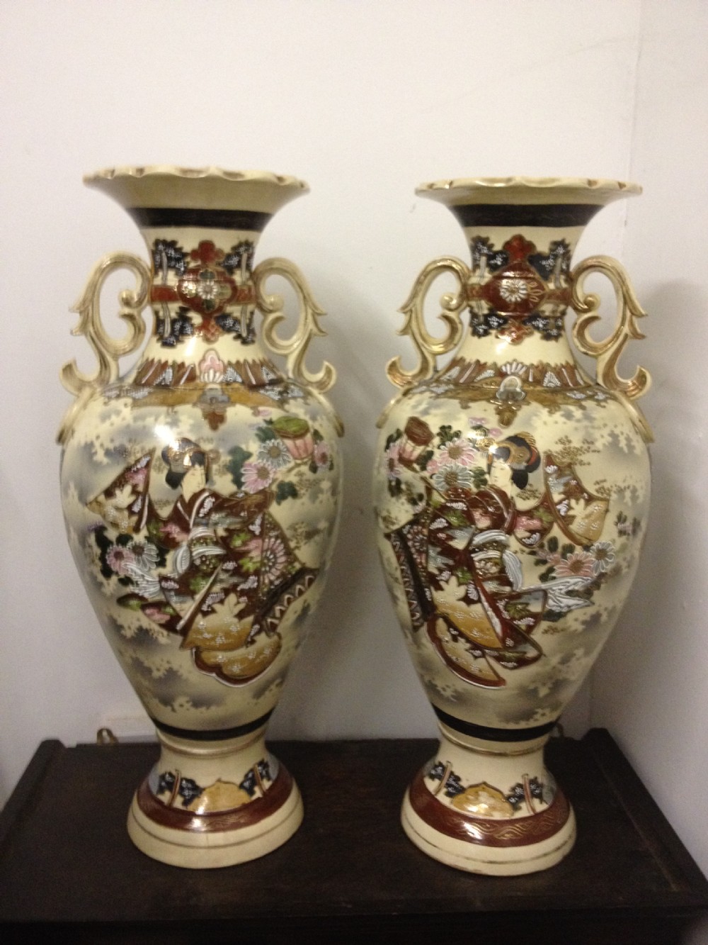 Large Pair Satsuma Vases