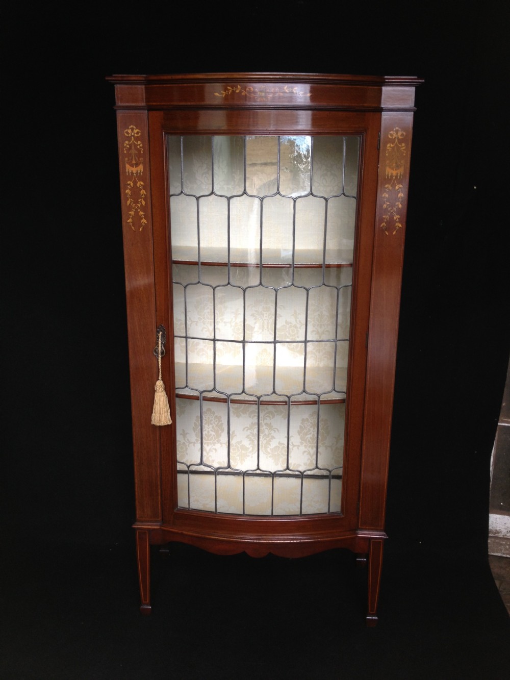 Inlaid Bow front Display Cabinet