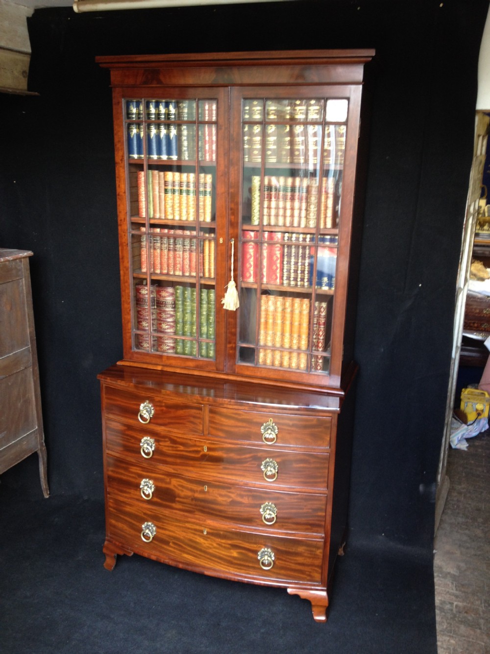 Regency Mahogany Bookcase on Chest
