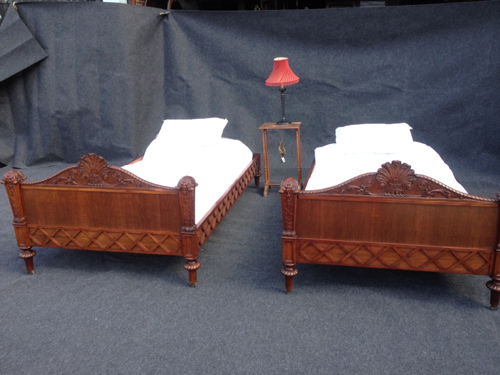 Pair French Mahogany Single Beds