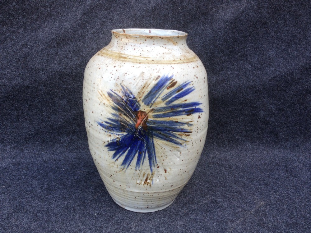 Large signed oval Studio pottery Vase