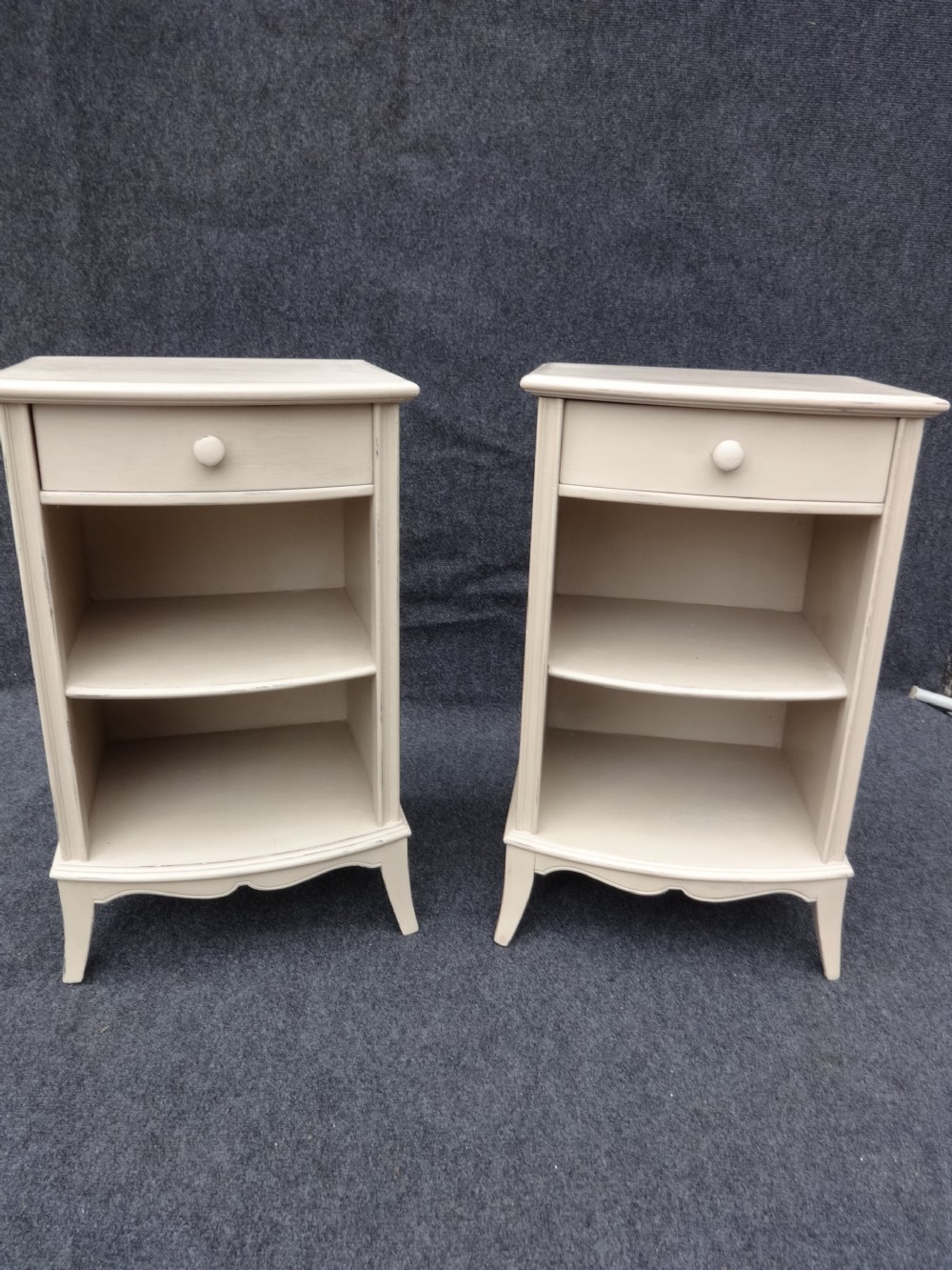 Pair painted mahogany pot cupboards, bedside cupboards