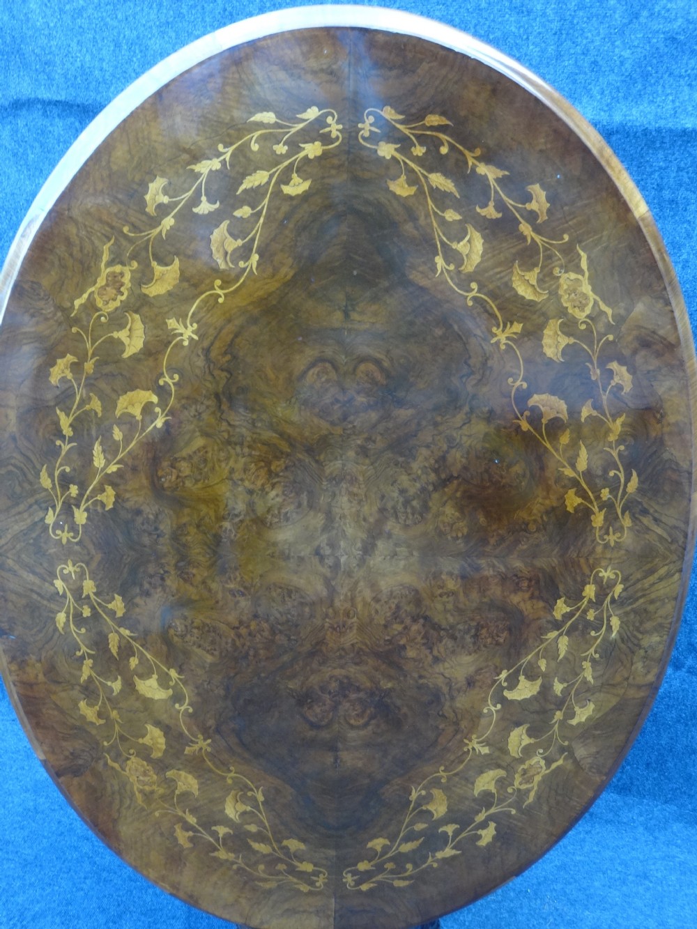 Marquetry Inlaid Burr Walnut Table
