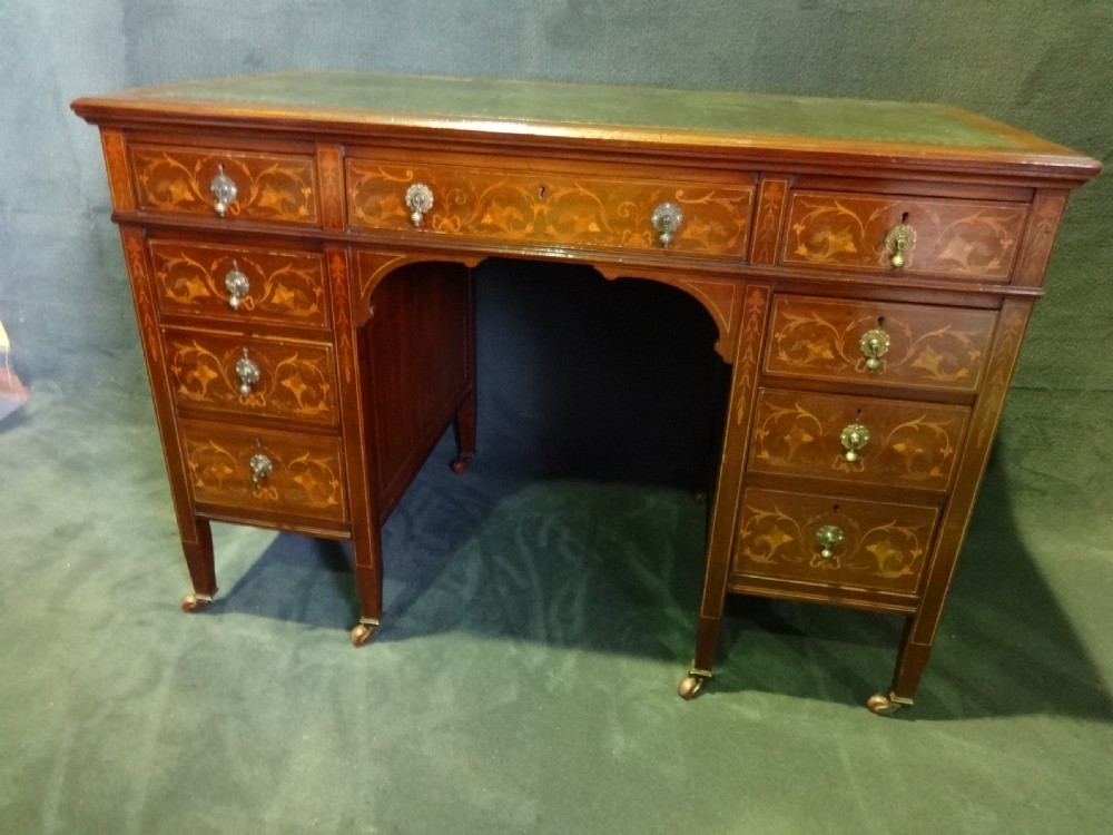 Marquetry Inlaid Ladies Mahogany Desk