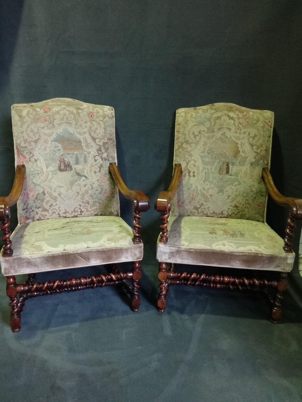 Pair Walnut Library Chairs
