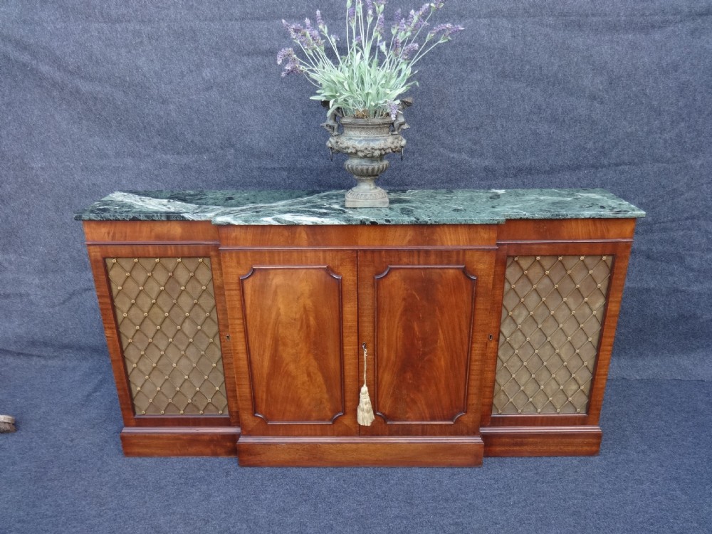 Mahogany Breakfront Side cabinet with Marble Top