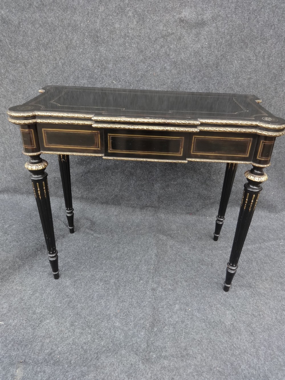 Brass Inlaid Ormolu Mounted Card Table