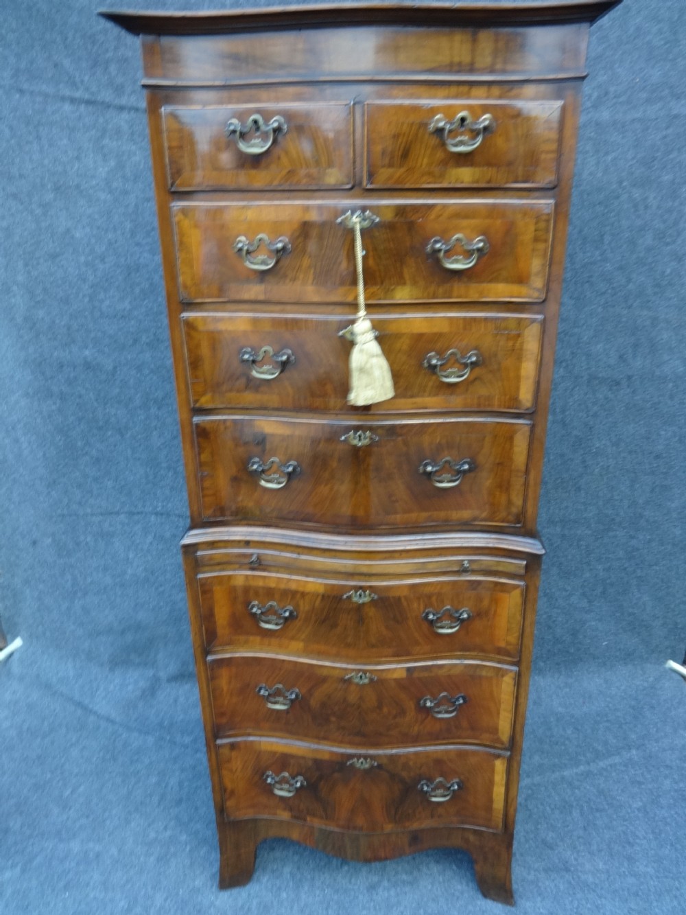 Oak Lined 1920'S Burr Walnut Chest on Chest