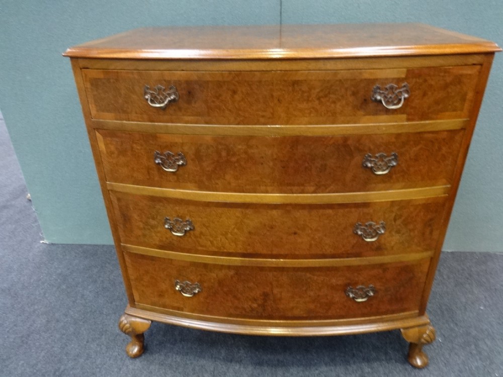 Burr Walnut Bowed Chest