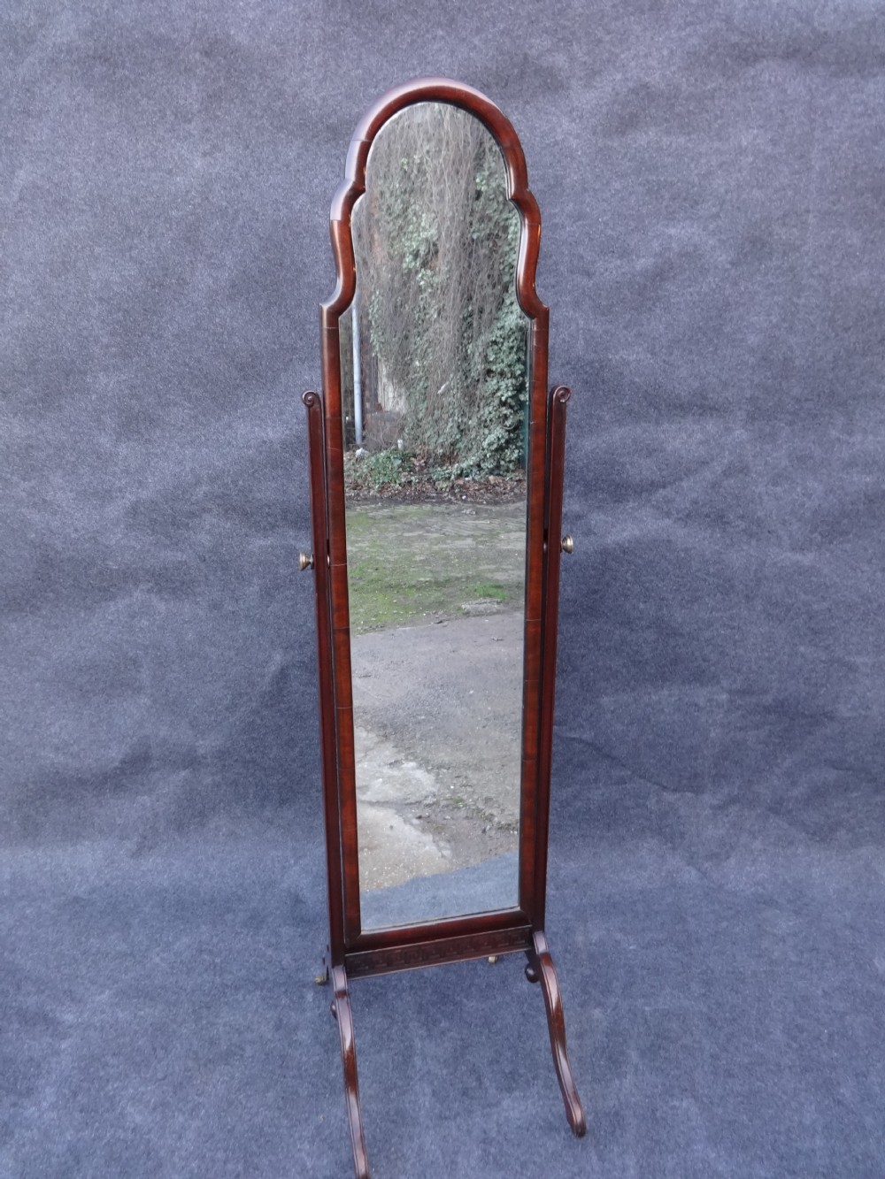 Mahogany cushion framed Cheval Mirror