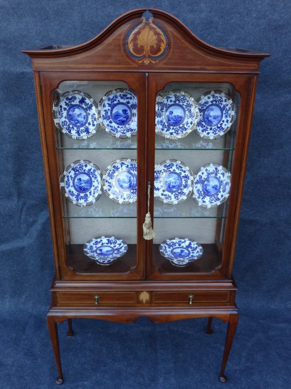 Stunning Inlaid Mahogany Display Cabinet