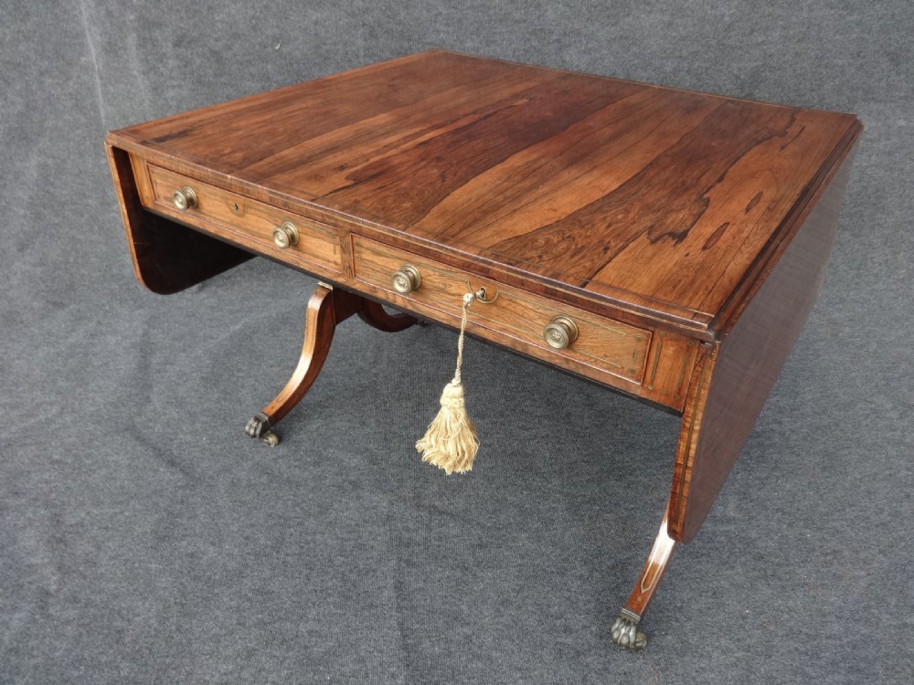Regency Rosewood Brass Inlaid Sofa Table