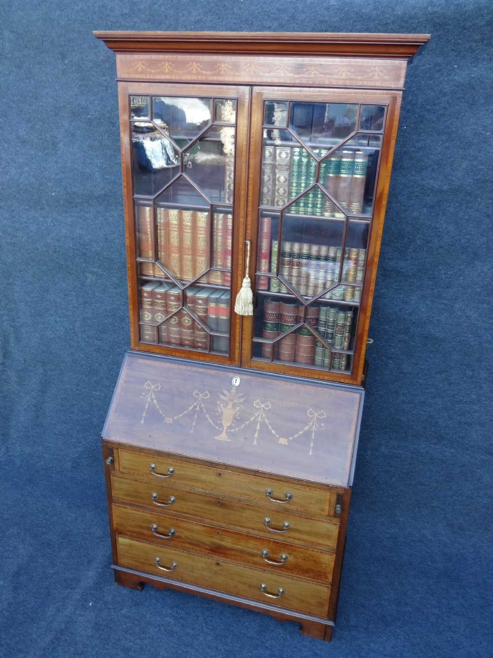 Mahogany Inlaid Bureau Bookcase