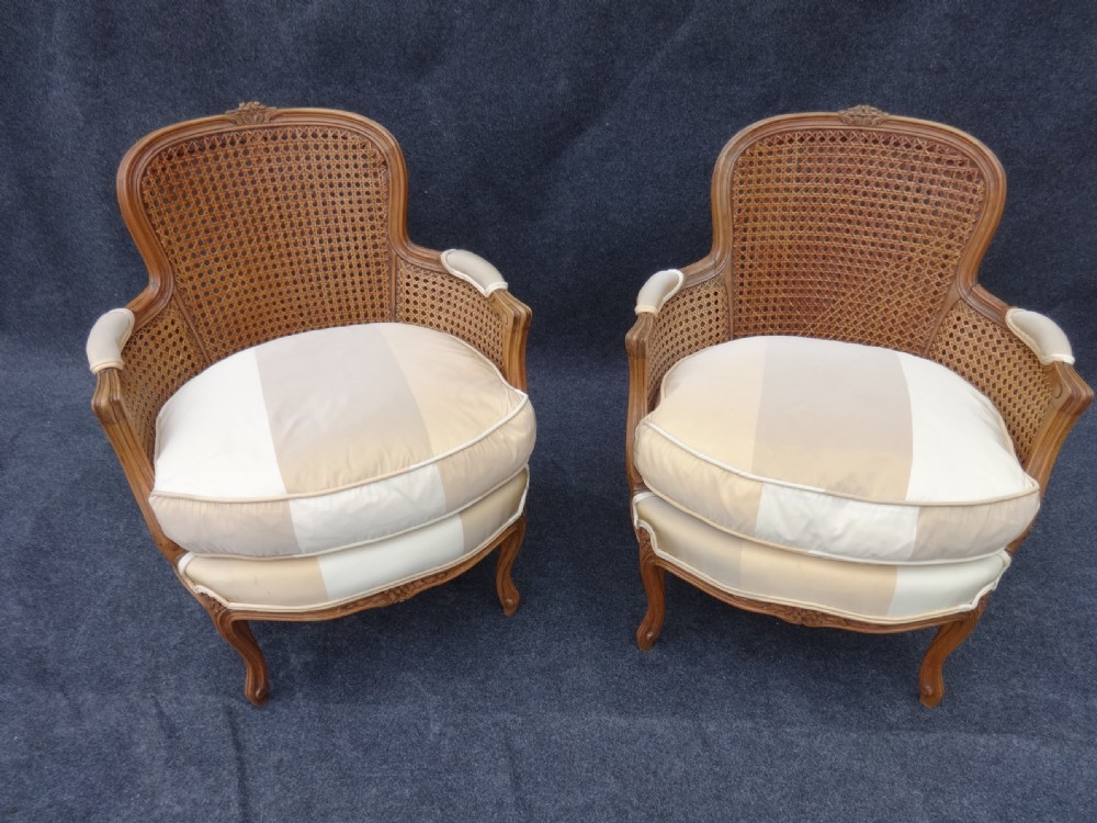 Pair Double Caned Bergere Chairs