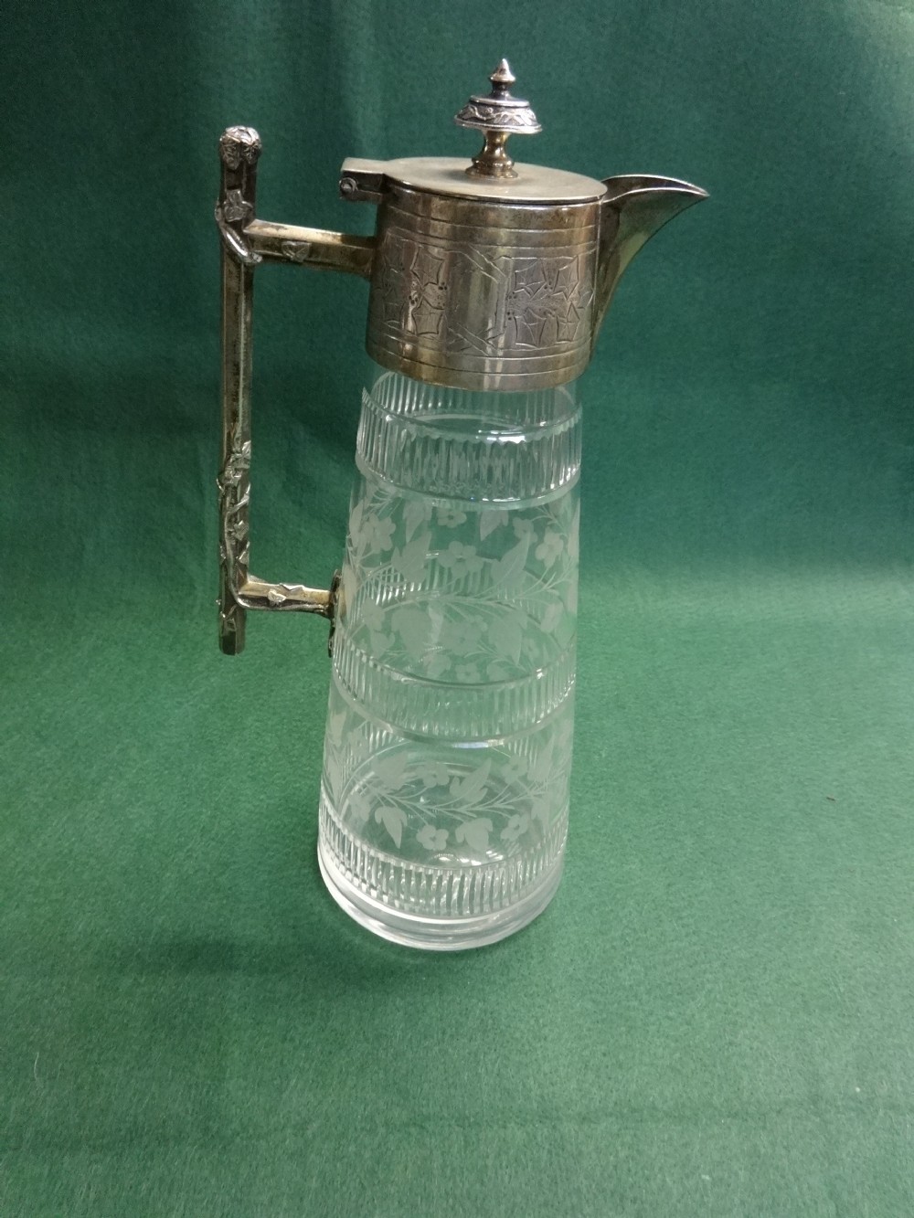 Etched Silver Plated Claret Jug