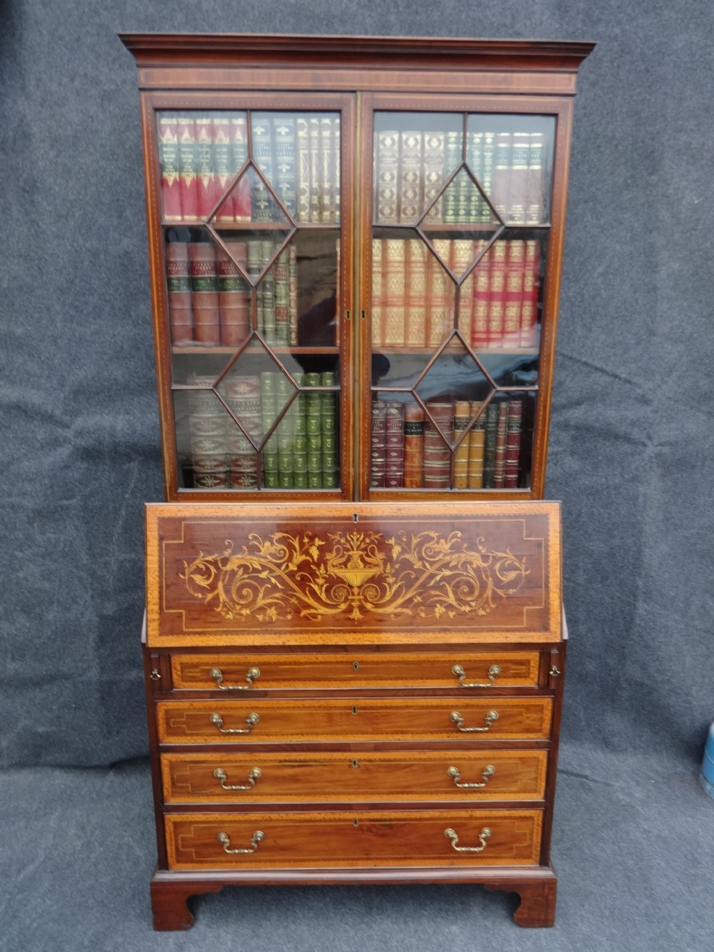 Victorian Inlaid Bureau Bookcase by 'Edwards & Roberts'