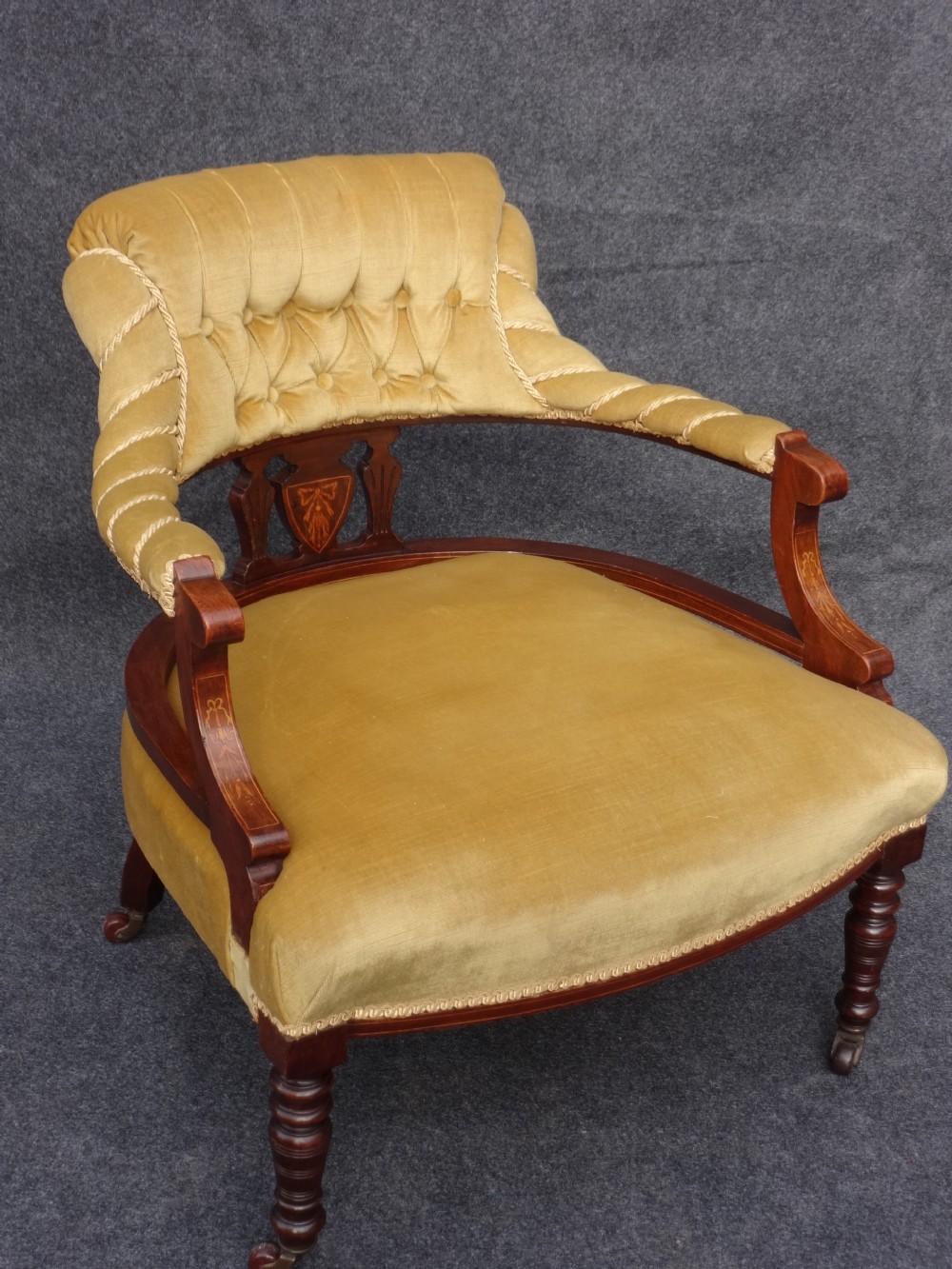 Victorian inlaid tub chair.