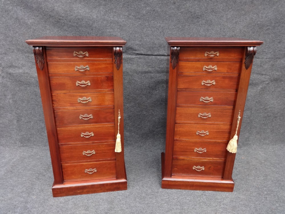 Rare Pair of Mahogany Wellington Chests
