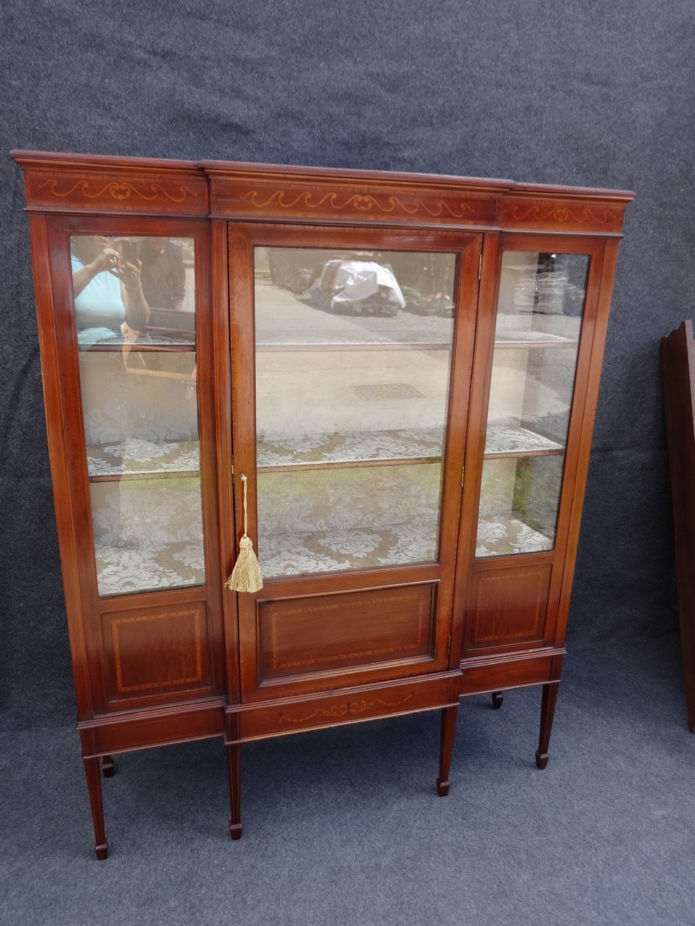 Inlaid Breakfront Display Cabinet by 'Maple & Co'