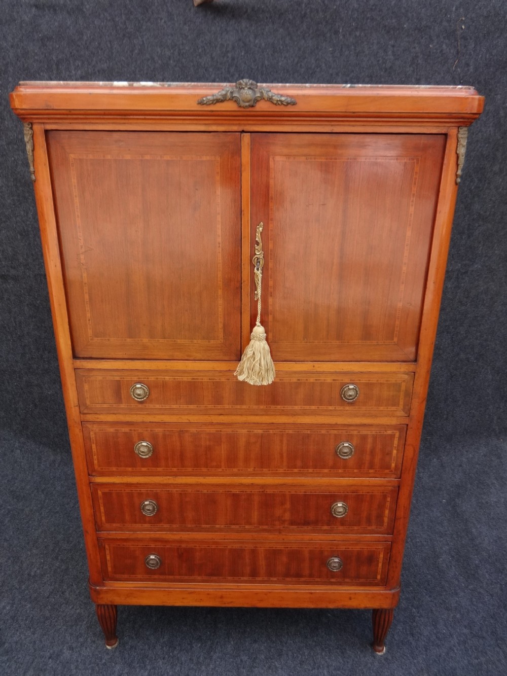 French Tulipwood Inlaid Cupboard on Chest