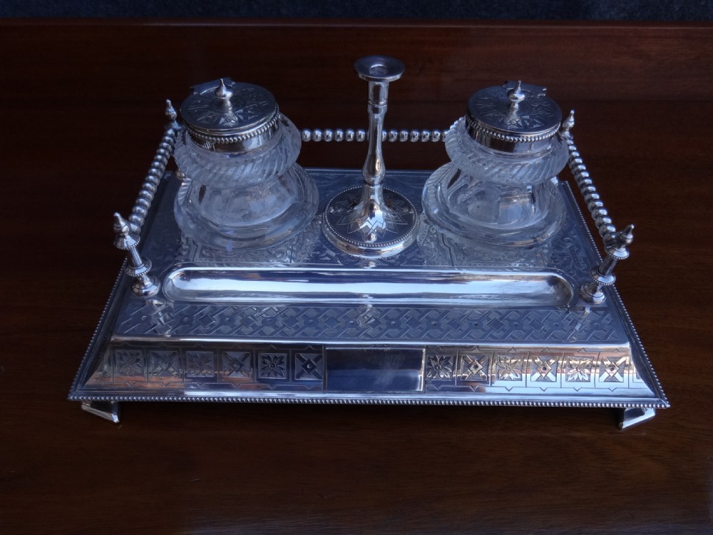 Silver Plate Double Inkwell