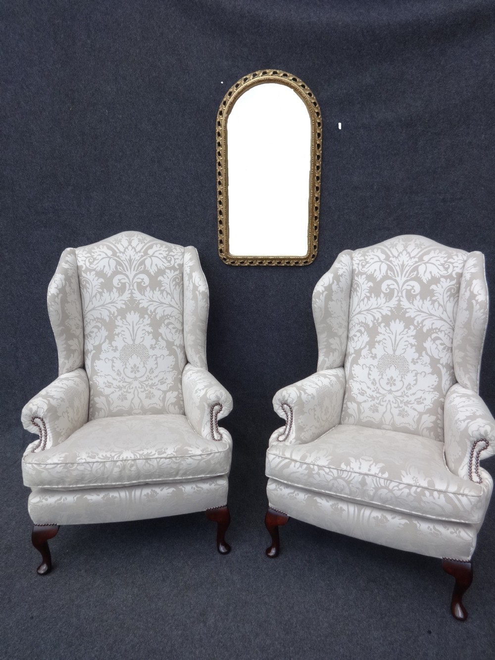 Stunning Pair of Hump Backed Wing Armchairs