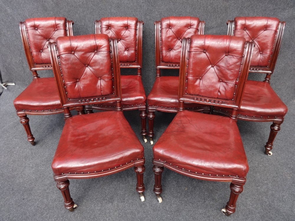 Good Set 6 Leather Covered Mahogany Dining Chairs