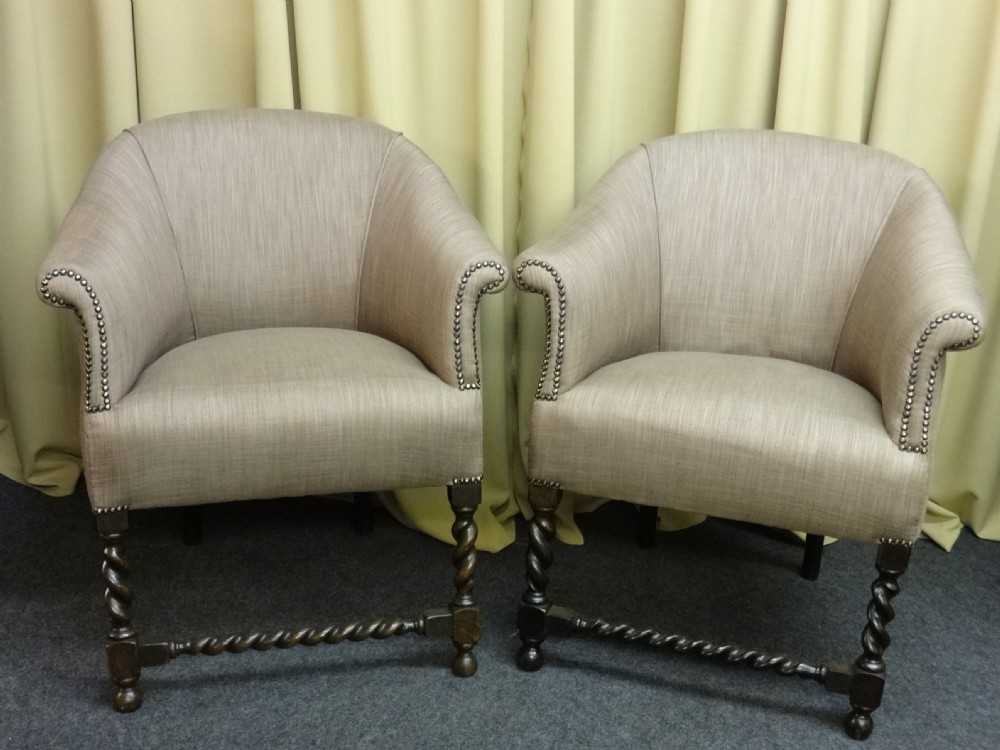  Pair newly upholstered Tub Chairs