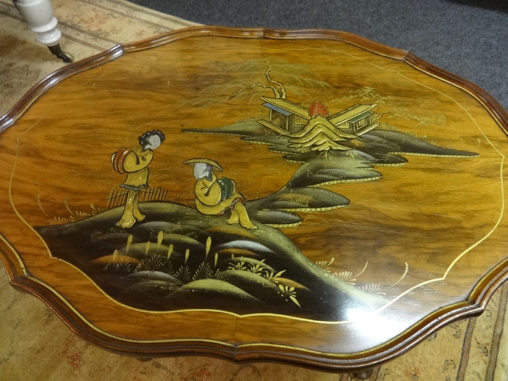 Walnut Coffee Table with Chinoiserie Decoration