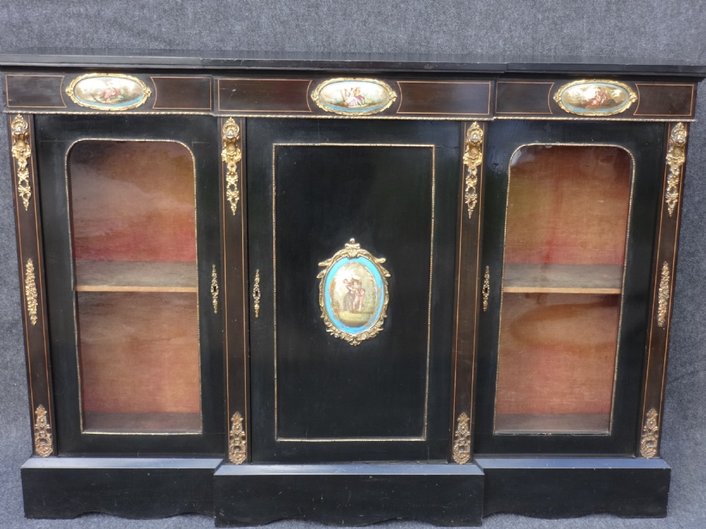 Ebony Credenza/Side cabinet with Sevres Plaques