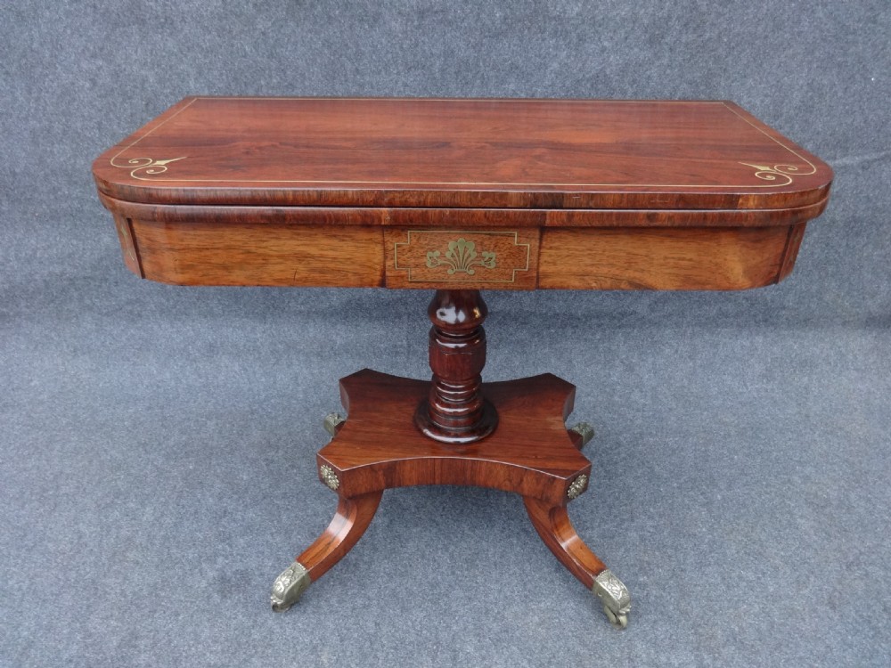 Brass Inlaid Rosewood Cardtable
