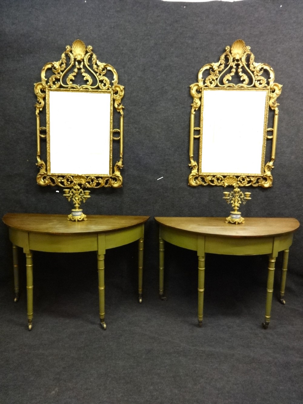 Pair Regency Mahogany Console Tables
