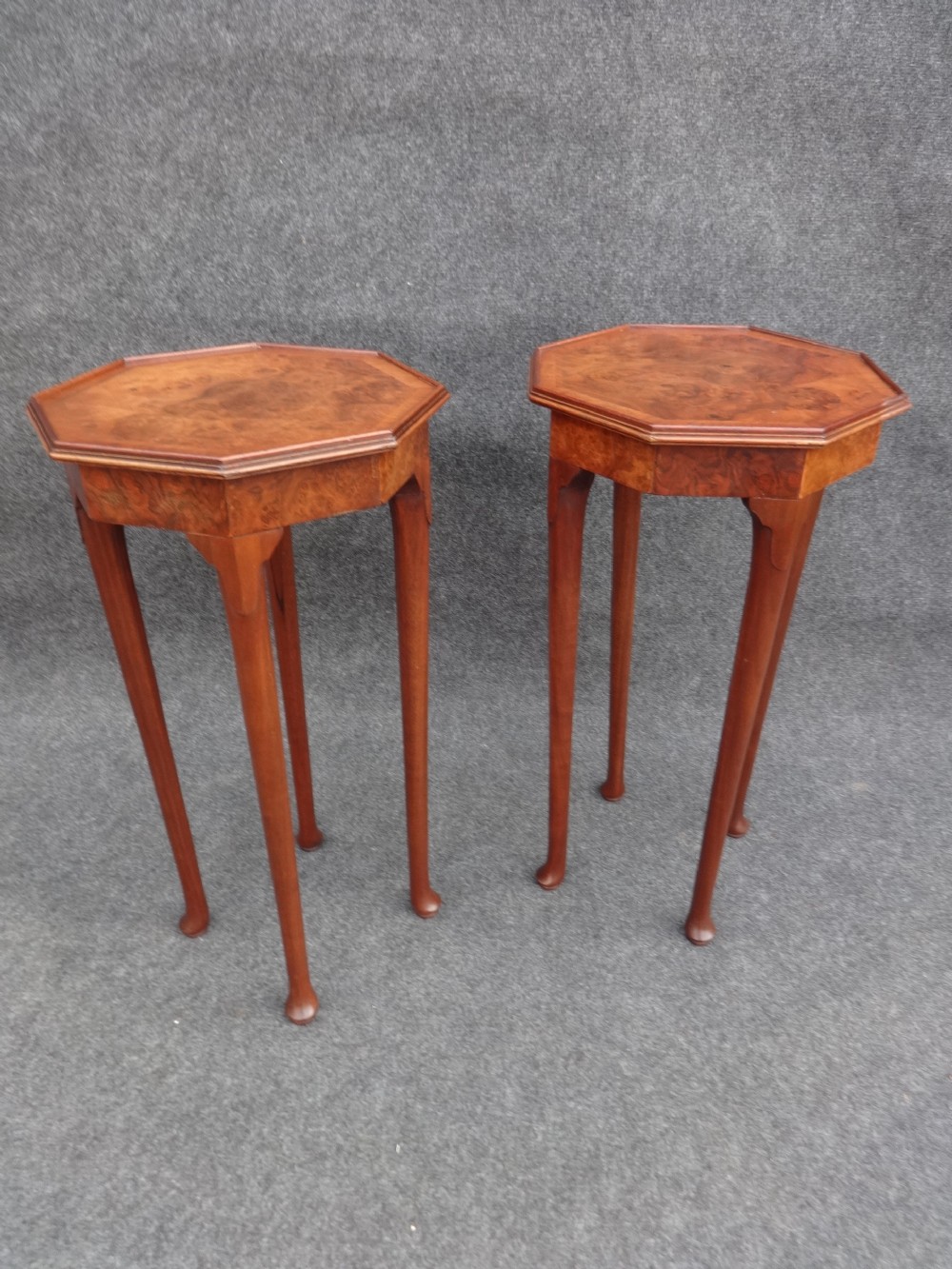 Pair Burr Walnut Lamp Tables