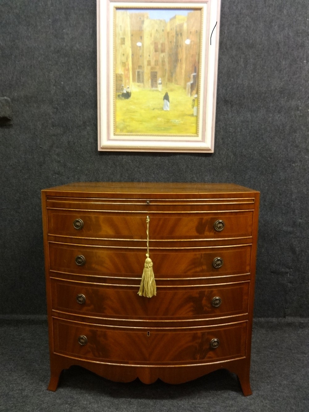 Mahogany bowfront Batchelors Chest