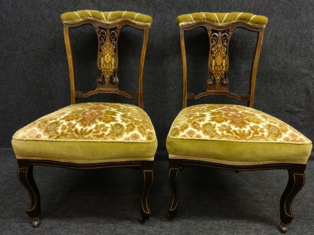 Pair Rosewood Inlaid Nursing chairs