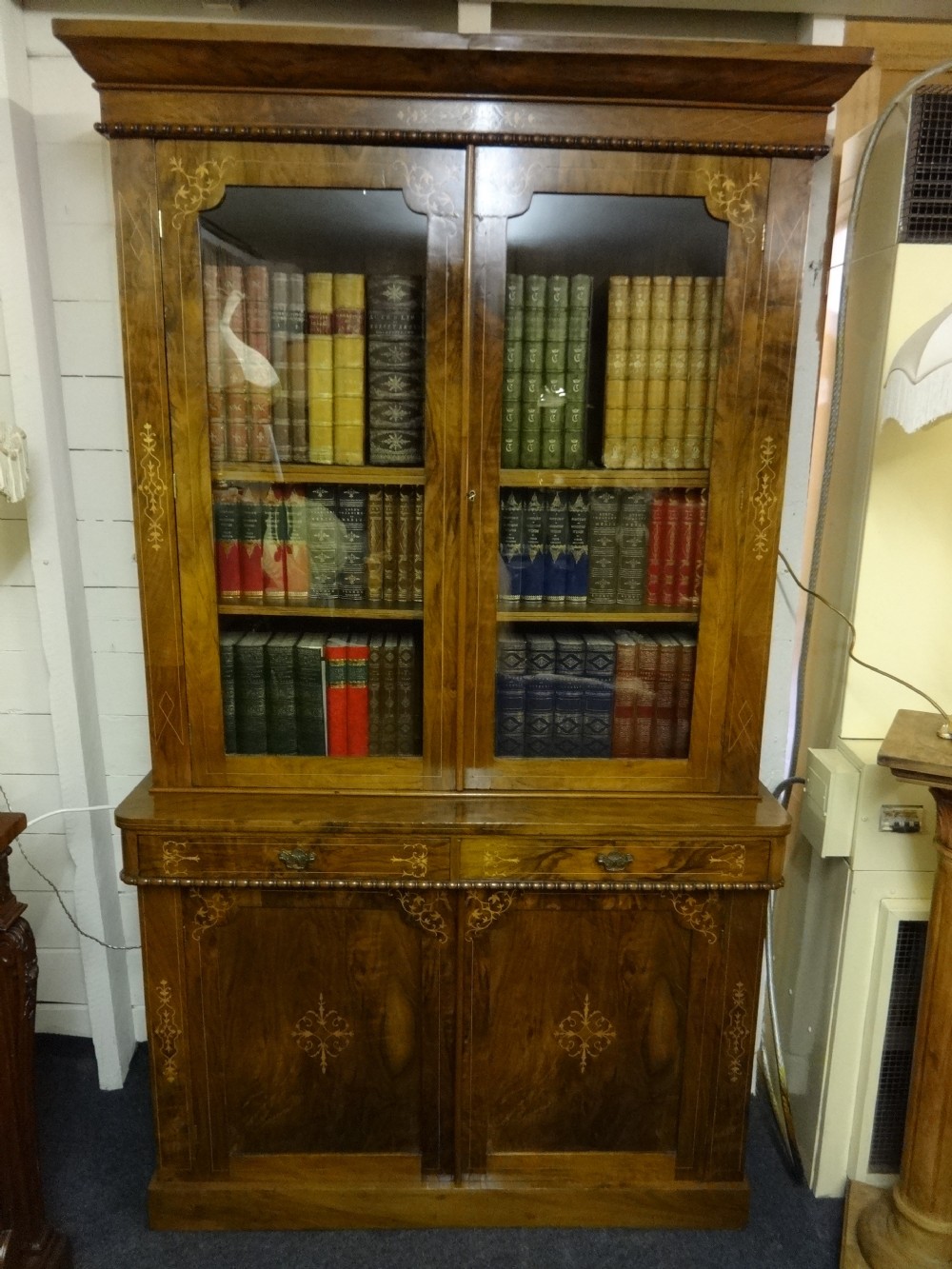Burr Walnut inlaid Bookcase