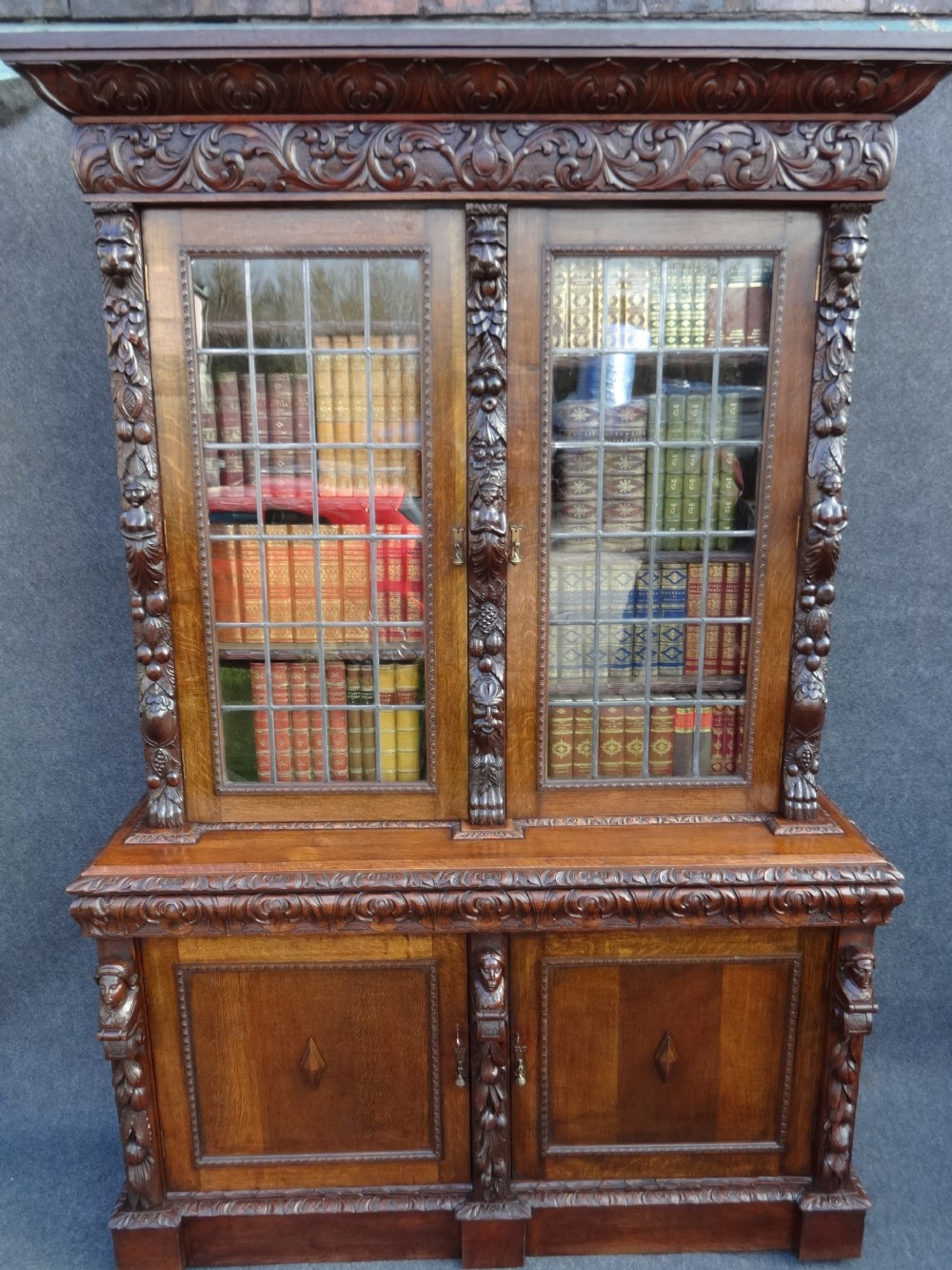 Stunning Carved Oak Bookcase