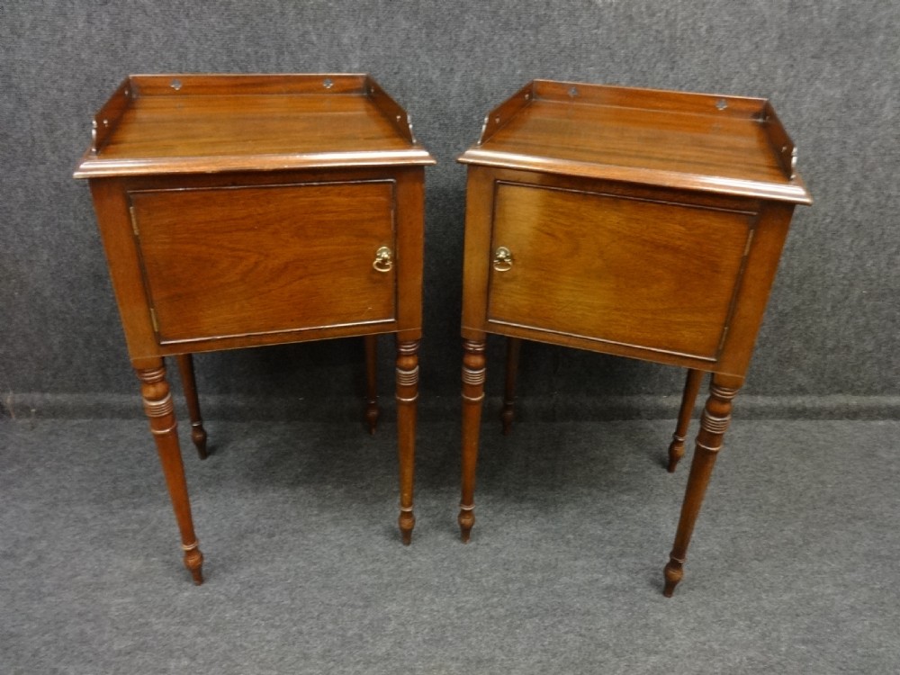 Pair Georgian Mahogany Bedside Cabinets