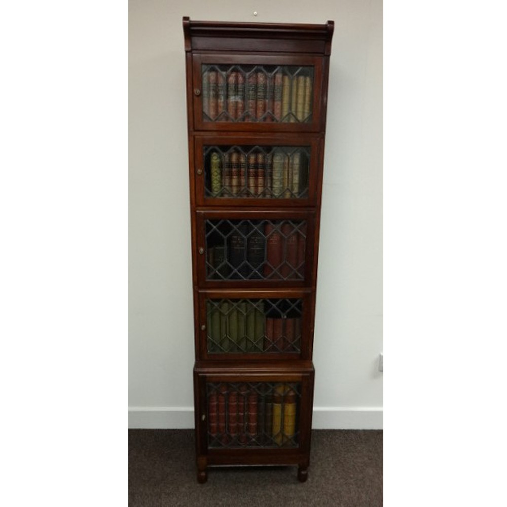 Leaded Mahogany Bookcase of Slim Proportions