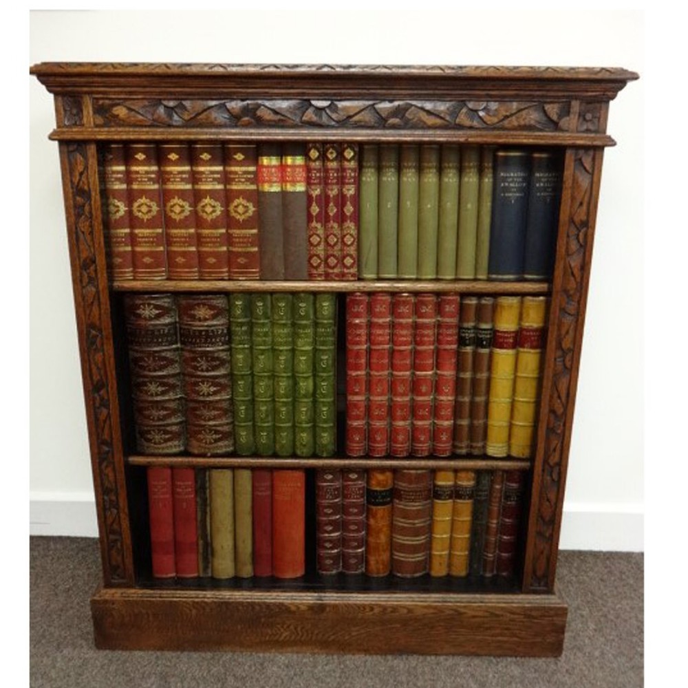 Carved Oak Open Bookcase