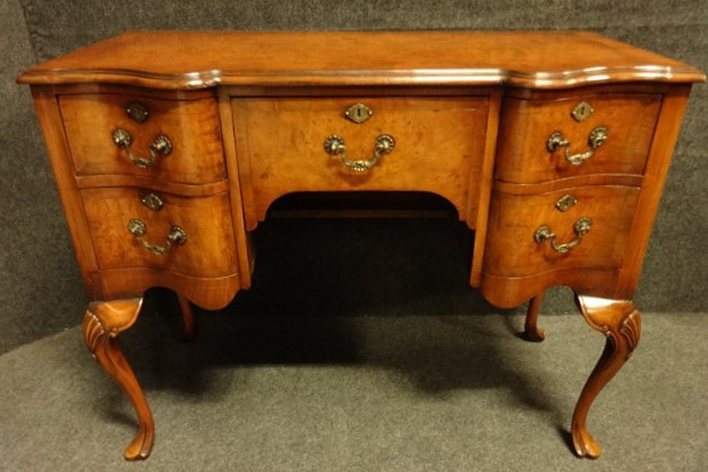 Burr Walnut Serpentine Desk