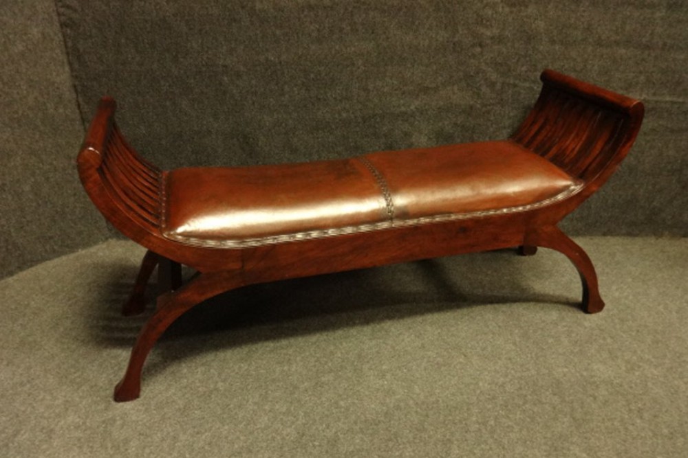 Leather Topped Rosewood Window Seat