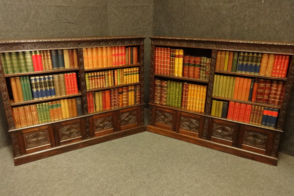 Good Pair Oak Library Bookcases