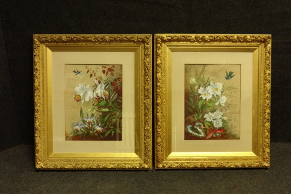 Large Pair signed Victorian watercolours