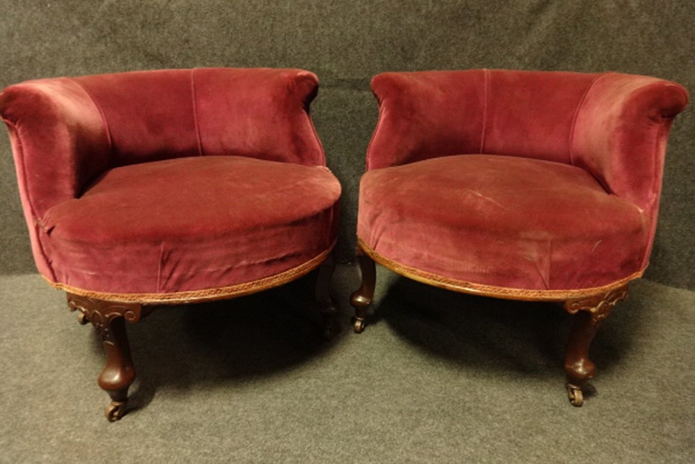 Pair Mahogany Framed Tub Chairs