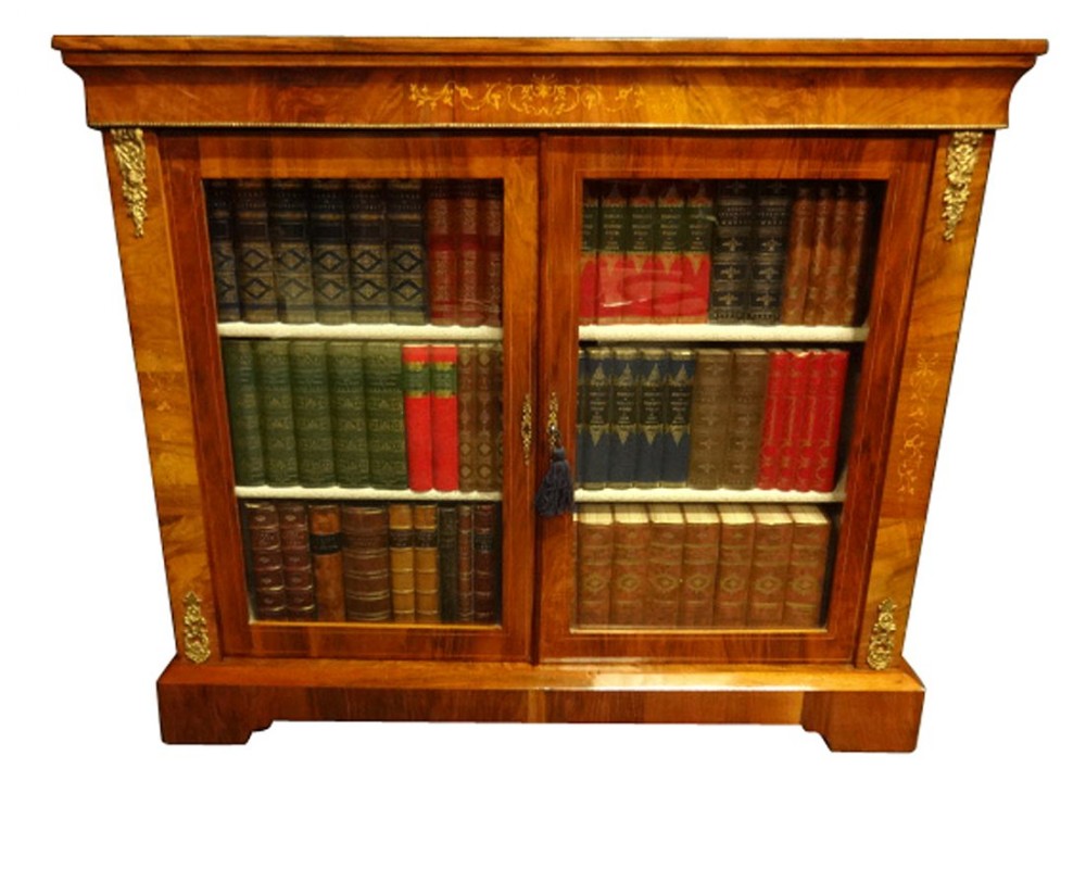 Very Good Walnut Two Door Bookcase Pier Cabinet