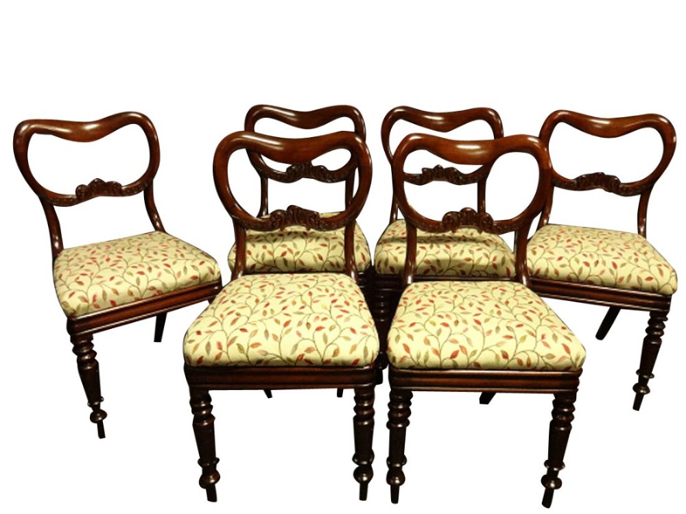Top quality Set of Six Mahogany Balloon Backed Dining Chairs