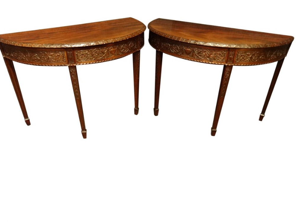 Outstanding Pair of Mahogany Console Tables